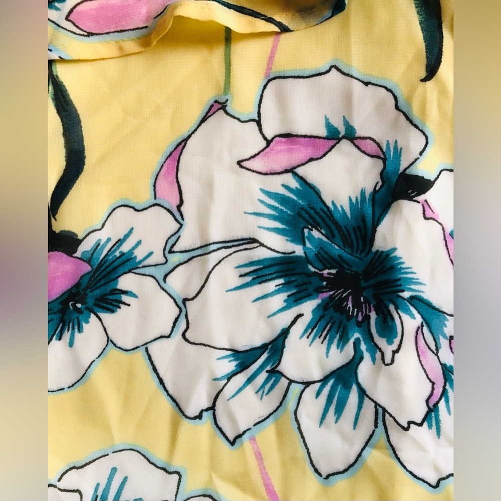 Kate & Mallory Ruffled Summer Chiffon Skirt Sz 2X 🌼Flowers Asymmetrical Bottom - Picture 10 of 11